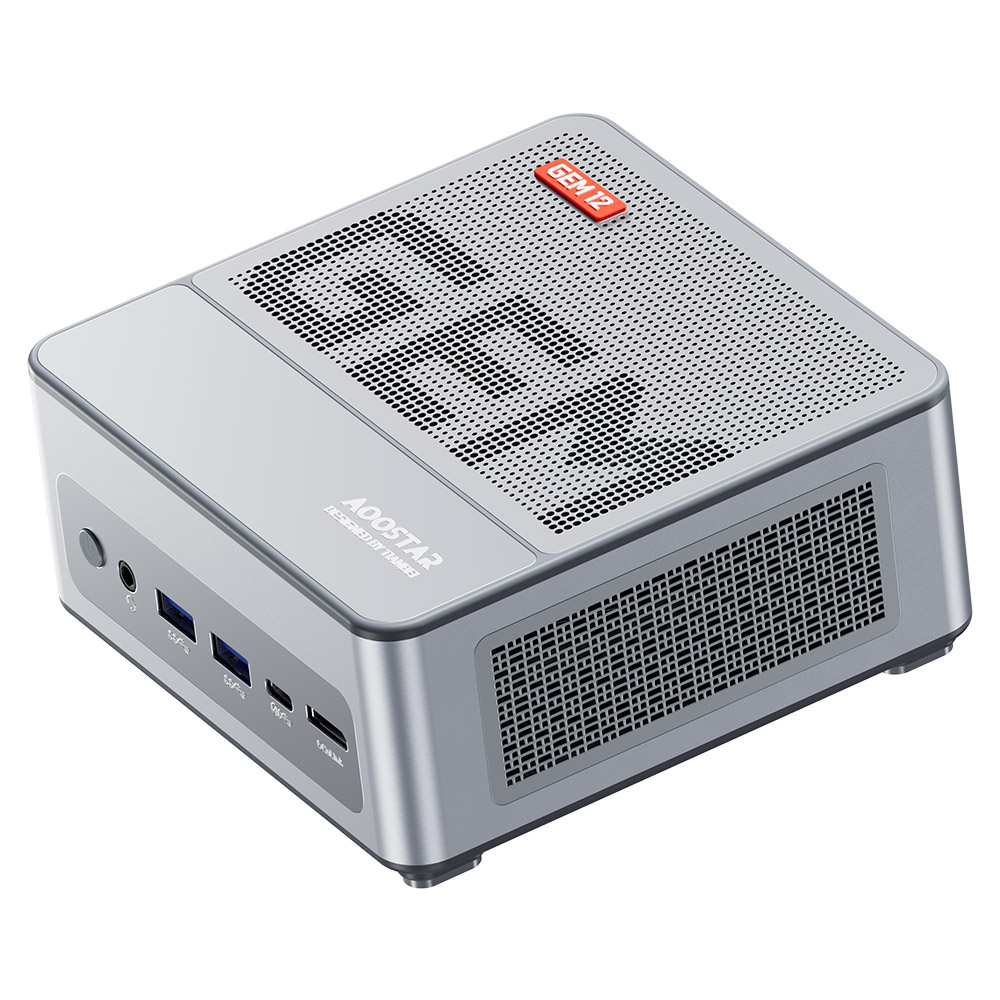 AOOSTAR GEM12 Max Mini PC, AMD Ryzen 9 6900HX 8 Core Up to 4.9GHz, 32GB DDR5 RAM 1TB PCle 4.0 SSD, HDMI 2.1 + DP 1.4+ USB 4 + Type-C 4K 120Hz Four Screen Display, WiFi 6 Bluetooth 5.2, 2*2.5G LAN, 2*USB3.2 2*USB2.0 1*Oculink - Silver