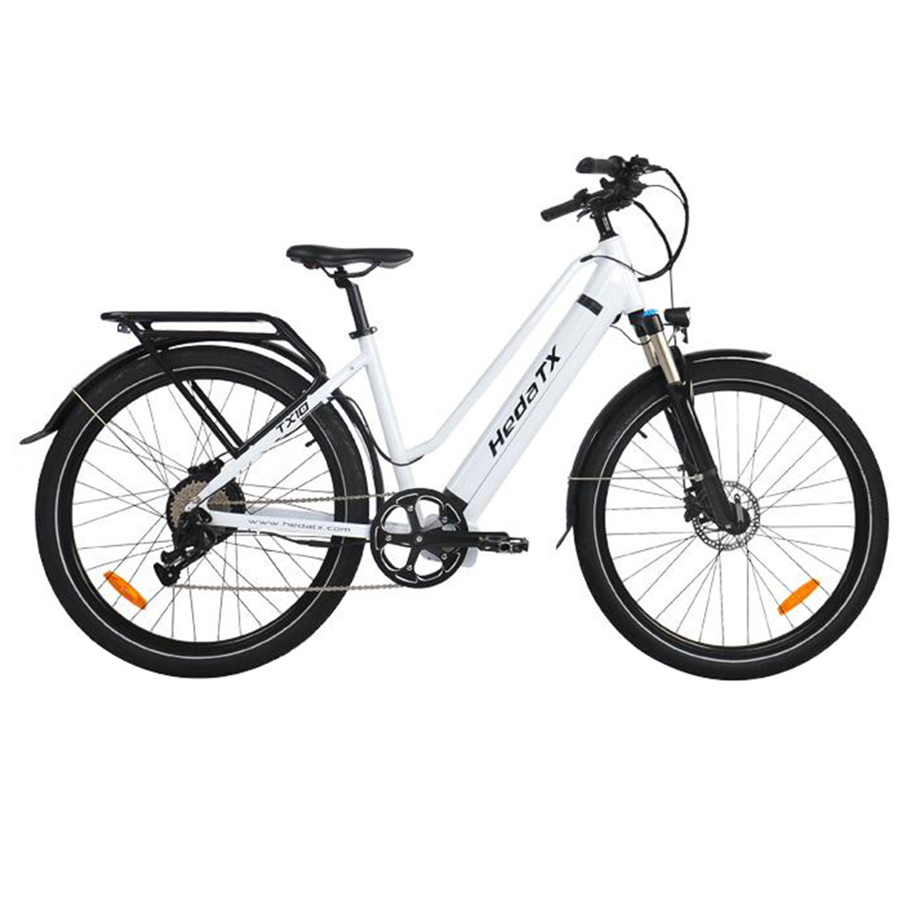 Heda TX TX10 Electric Bike, 500W Motor, 48V 19.2AH Battery, 27.5*2.4-inch Tire, 40km/h Max Speed, 80km Range, Hydraulic Disc Brake, Shock-absorbing Front Fork, Black White LCD Display - White