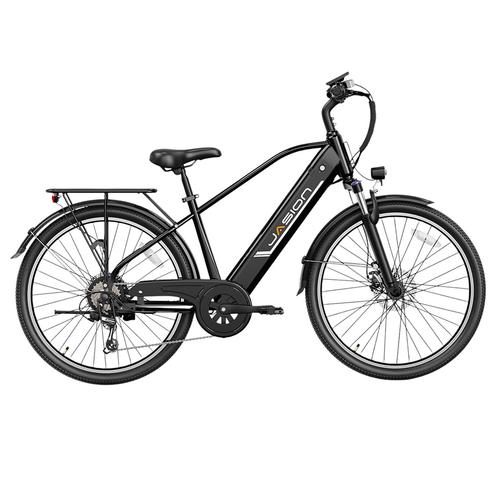 JASION EB5 Roamer Electric Bike, 500W Motor, 48V 10AH Battery, 26*1.95-inch Tire, 25km/h Max Speed, 90km Range, Mechanical Disc Brake, Suspension Front Fork, Shimano 7-speed - Black