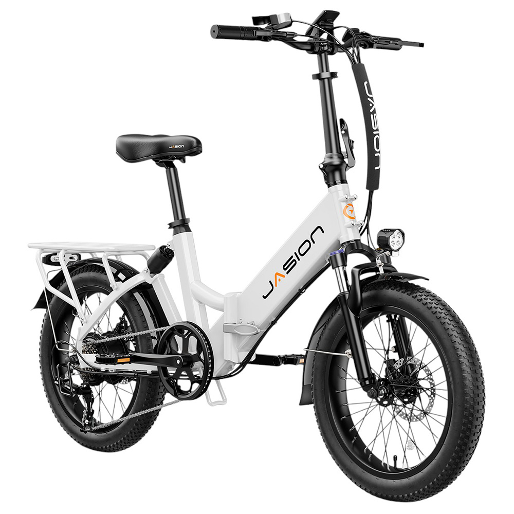 

JASION EB7 ST Electric Bike, 500W Motor, 48V 10AH Battery, 26*3.0-inch Fat Tire, 25km/h Max Speed, 80km Range, Mechanical Disc Brake, Suspension Front Fork, Shimano 7-speed - White