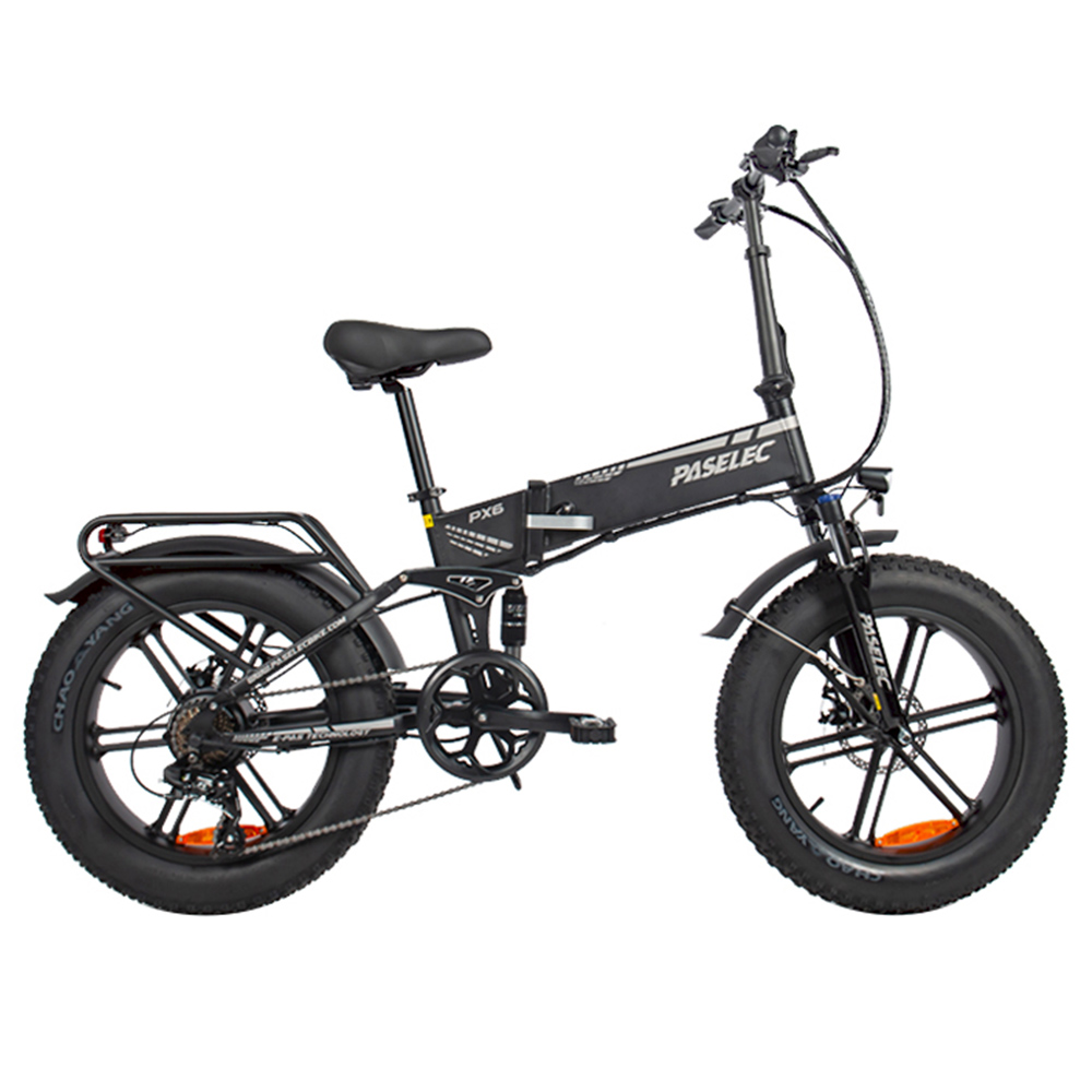 

PASELEC PX6 Electric Bike, 750W Motor, 48V 13Ah Battery, 20*4.0-inch Fat Tire, 45km/h Max Speed, 70km Range, Mechanical Disc Brake, Lockable Shock Absorber Front Fork, Shimano 7-speed - Black