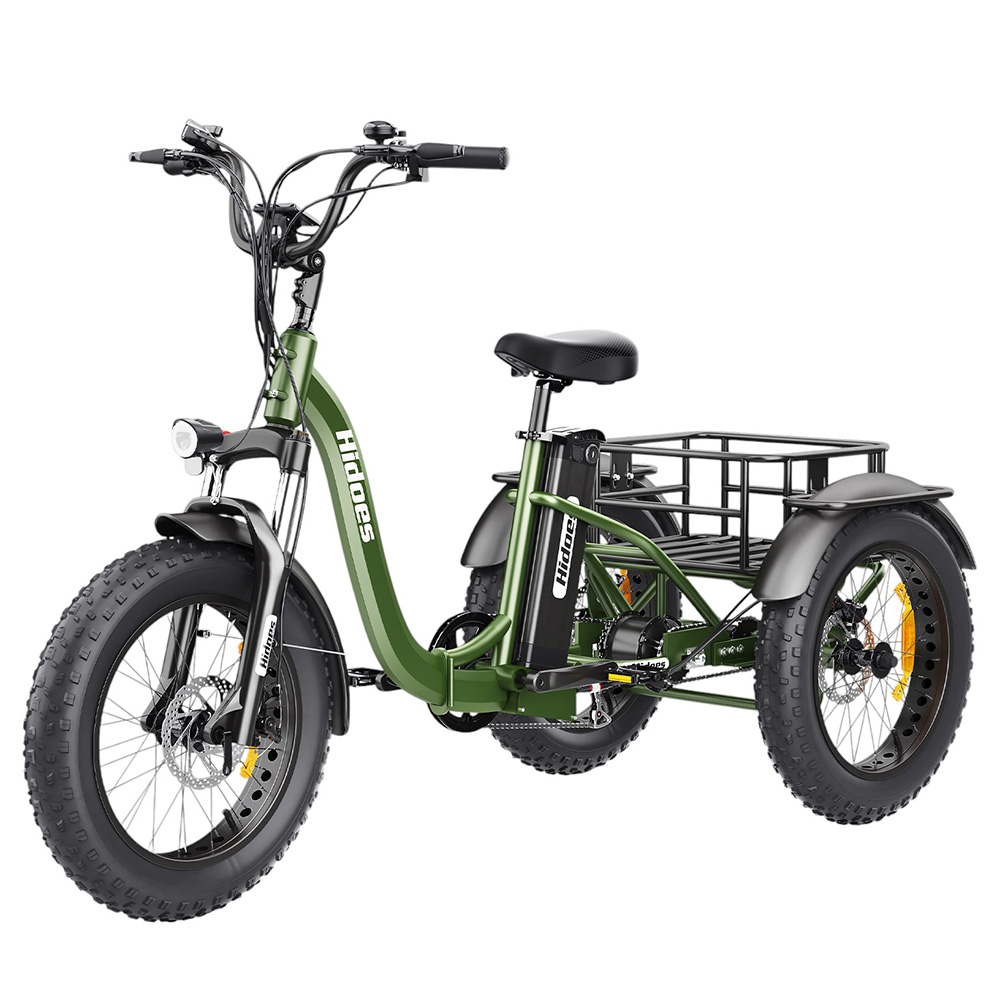 Hidoes HD-ET1 Electric Tricycle with Rear Rack, 750W Motor, 48V 20AH Battery, 20*4.0-inch Tire, 40km/h Max Speed, 65km Range, 3 Mechanical Disc Brakes, Front Fork Suspension, 7-speed Transmission