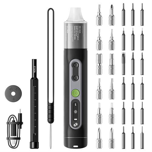 Hanboost ES01 35 In 1 Electric Screwdriver Set, Cordless Precision Tool with Magnetic Bits, Manual and Electric Modes, 4 Torque,  4 LED, for PC/ Phone/ Camera/ Laptop/ Watch/ Drone Repairs