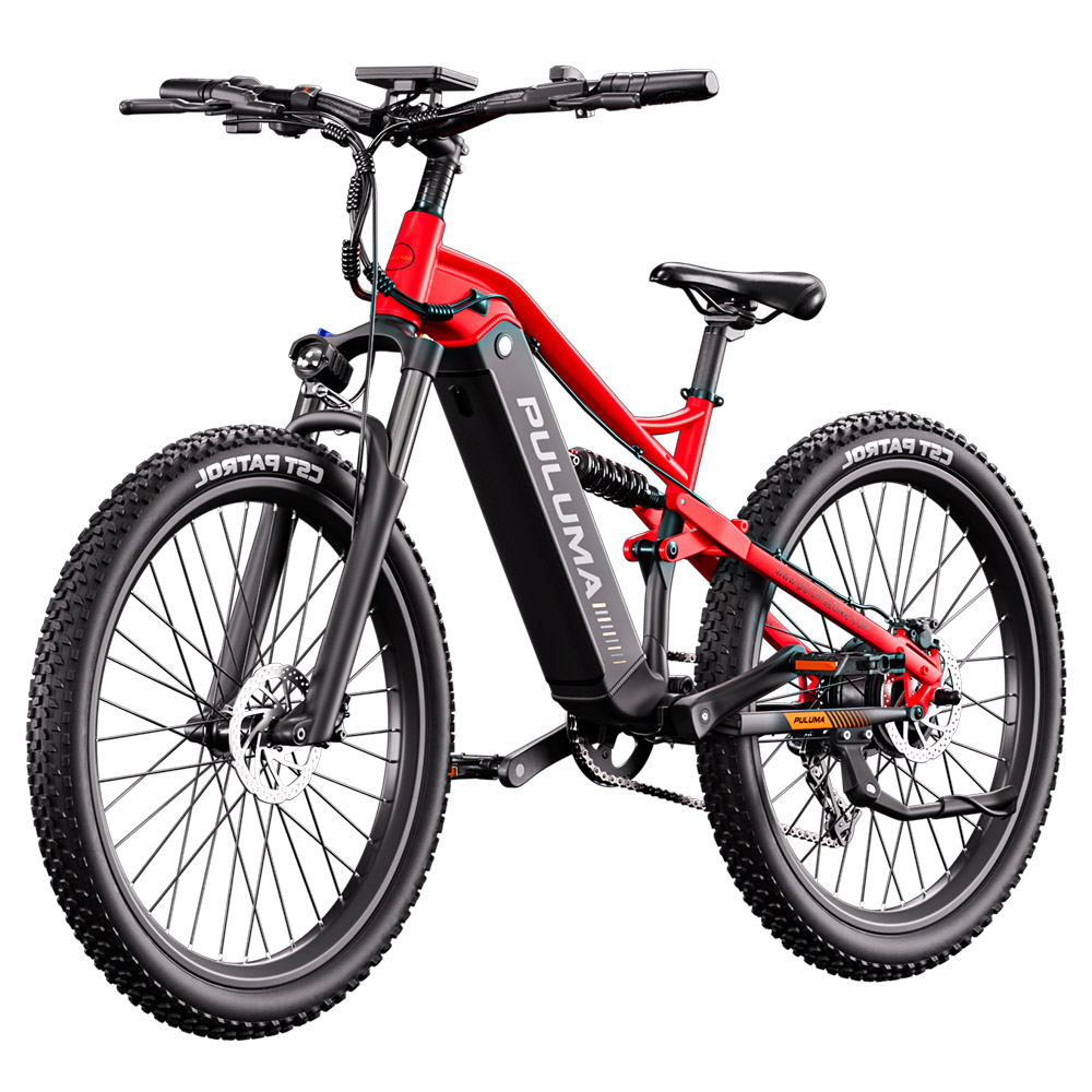 PULUMA PH001 Electric Bike, 500W Motor, 48V 20AH Battery, 27.5*2.8-inch Tires, 40km/h Max Speed, 150km Range, Hydraulic Oil Brakes, Shock Absorber Fork, 9-speed Derailleur, LCD Display - Black Red