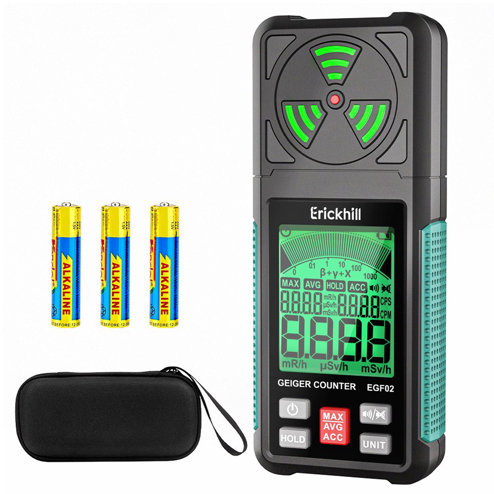 ERICKHILL EGF02 Digital Nuclear Radiation Detector, Geiger Counter, Portable Beta Gamma X-ray Radiation Dosimeter with LCD Display for Home, Radioactive Mineral Mining