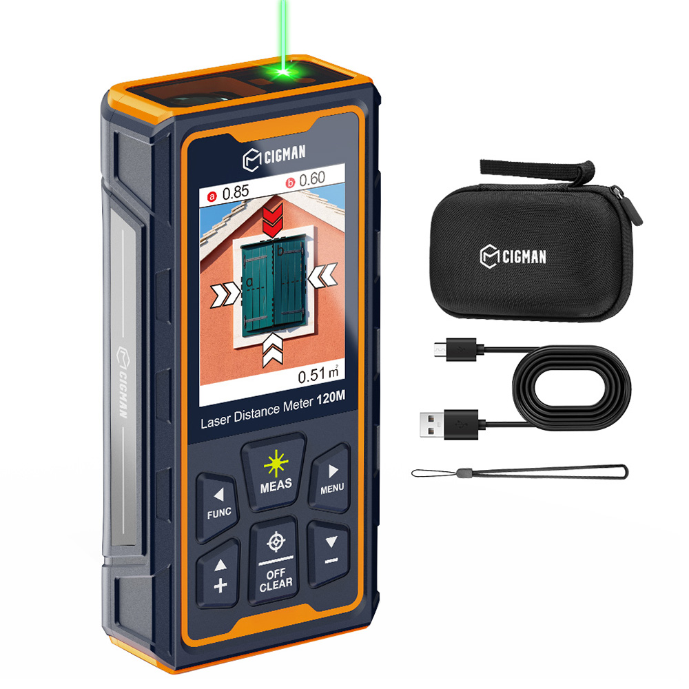 CIGMAN CD-120G Laser Measurement Tool with 4X Camera, P2P Technology, IP68, 2.4inch IPS Display