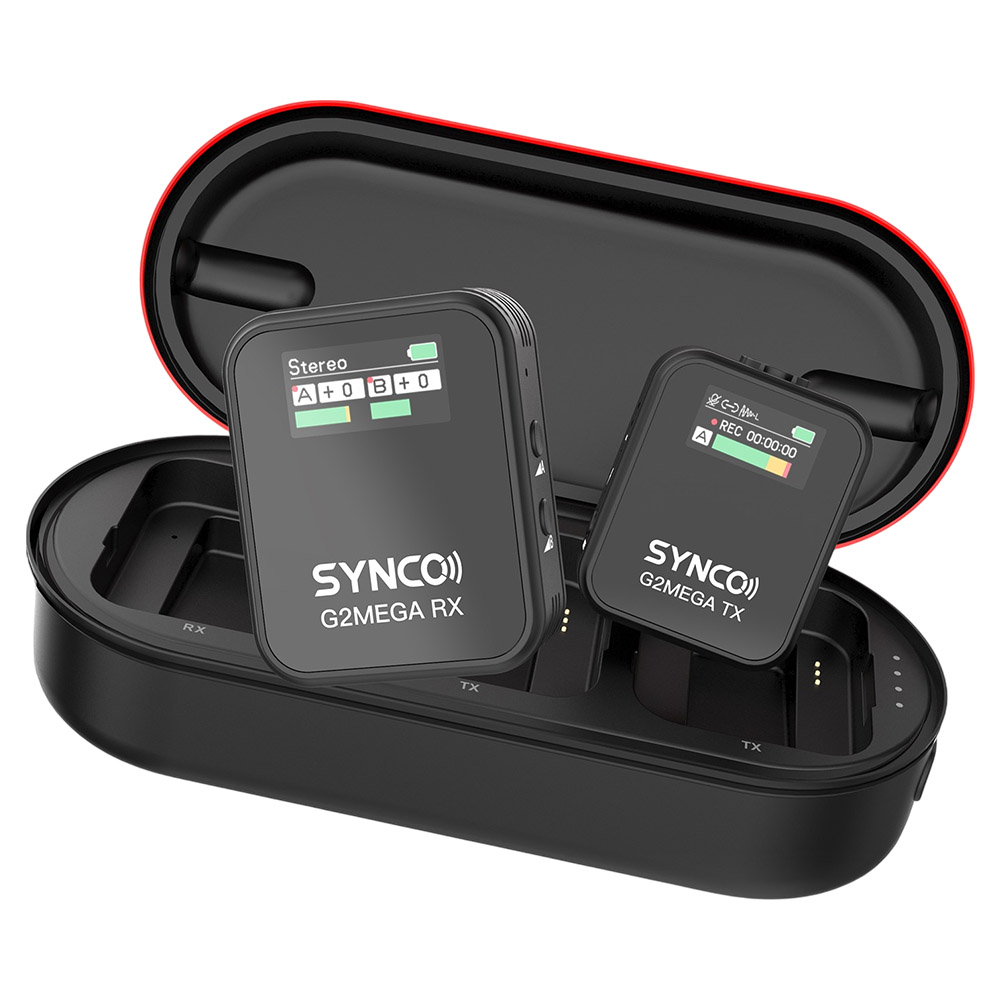 SYNCO G2 Mega Wireless Microphone for Filming, 200m Transmission, Built-in 8GB Memory, TFT Display Screen, Up to 24 Hours Recording Time - A1 Version (1 x Transmitter + 1 x Receiver)