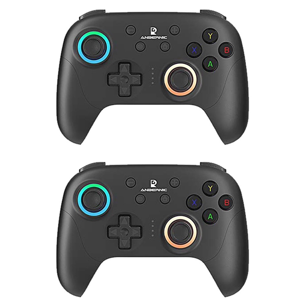 2pcs ANBERNIC RG P01 Game Controller, Hall Effect Triggers & Joystick, Six-axis Gyroscope, Bluetooth/2.4G Wireless/ Wired Connection, 9 Hours Autonomy, Compatible with PC, Switch, Android, iOS, Steam - Black