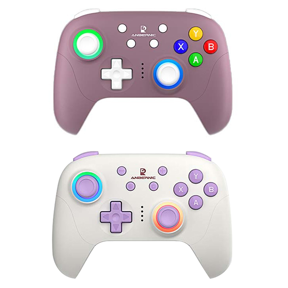 

2pcs ANBERNIC RG P01 Game Controller, Hall Effect Triggers & Joystick, Six-axis Gyroscope, Bluetooth/2.4G Wireless/ Wired Connection, 9 Hours Autonomy, Compatible with PC, Switch, Android, iOS, Steam - Purple + Beige