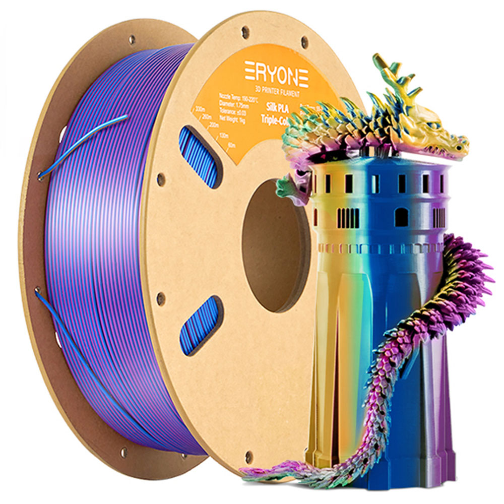 ERYONE Triple-Color Silk PLA Filament 1kg - Gold & Blue & Purple