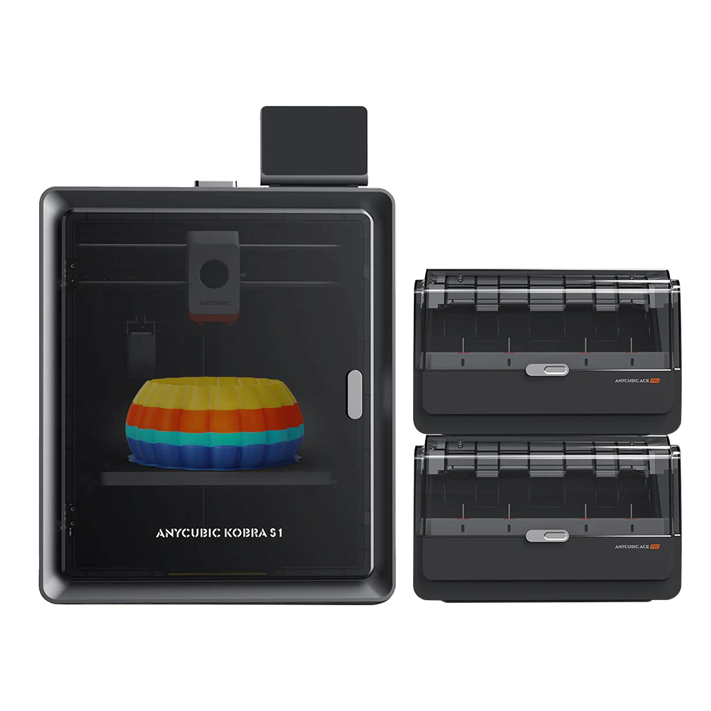 

Anycubic Kobra S1 3D Printer with 2*Ace Pro, Vibrant 8-Color Printing, 600mm/s Ultra-Fast Speed, Auto-leveling, 320°C Hotend, 44dB Ultra-Quiet, CoreXY Construction, 250*250*250mm