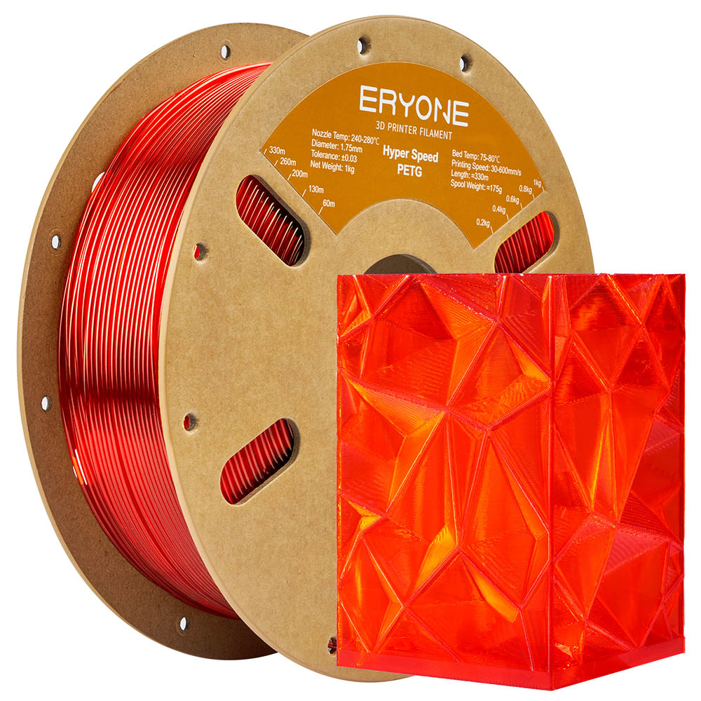 ERYONE High Speed PETG Filament, 1kg - Transparent Red