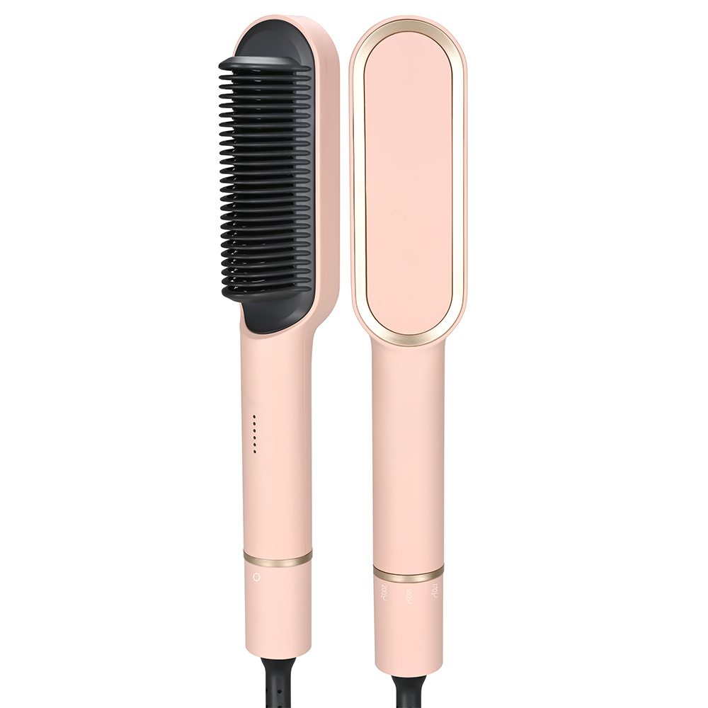 KSKIN KD380A Hair Straightening Comb, 5-Level Temperature Control, Pink - EU Plug