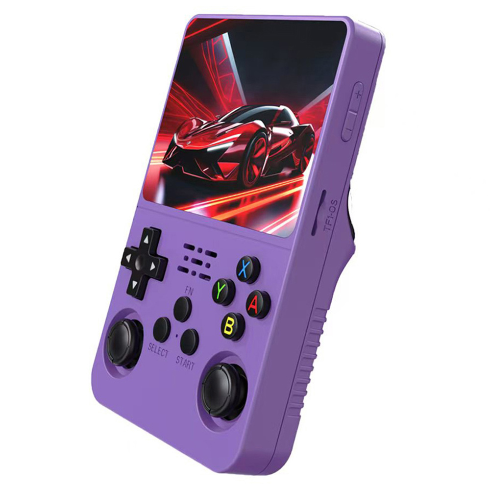 

R36S Retro Game Console, 64GB TF Card with 10000 Games, 32GB ArkOS 2.0 Based on Linux, 20 Emulators, 3.5-inch IPS Screen, 1GB DDR3L, 8W Speaker, 3-5H Battery Life - Purple