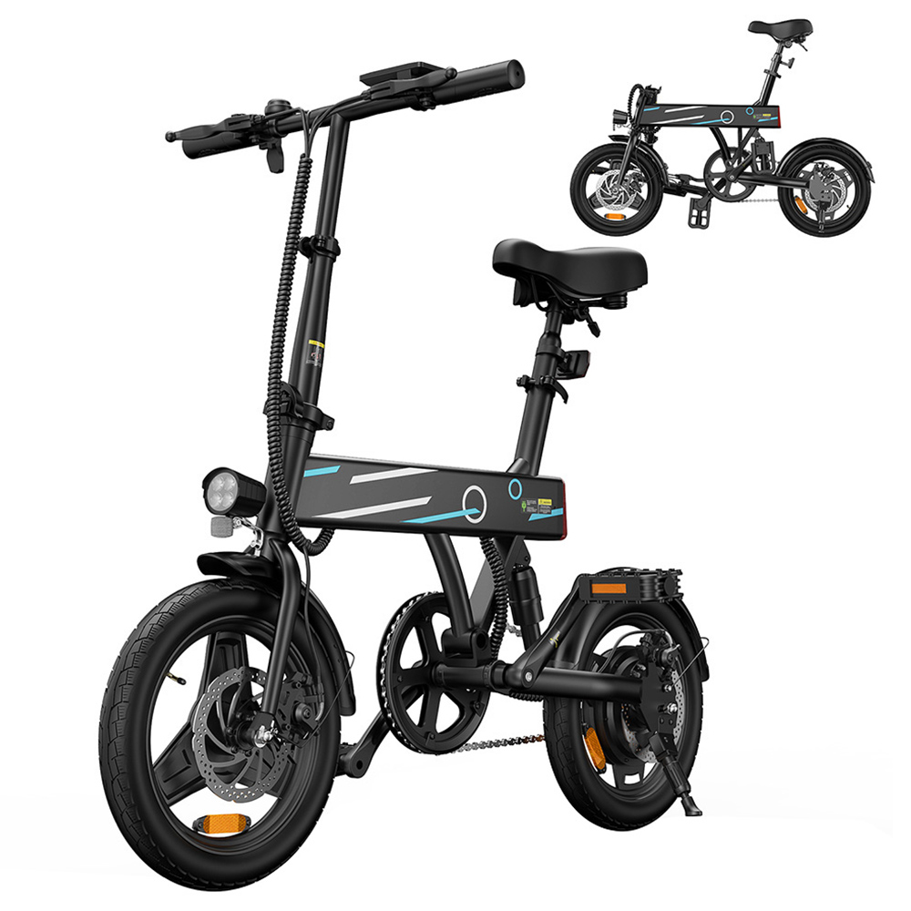 

EB1 Folding Electric Bike, 250W Motor, 36V 7.8Ah Battery, 14-inch Tire, 25km/h Max Speed, 40km Range, Front & Rear Disc Brake, LCD Display - Black