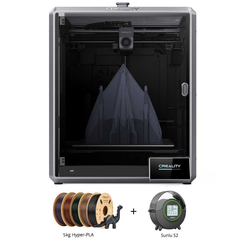 Creality K1 Max 3D Printer + SUNLU S2 Dryer + 5kg Creality Hyper PLA-CF - 1kg Black+1kg Dark Green+1kg Greyish Yellow+1kg Purple+1kg Ochre