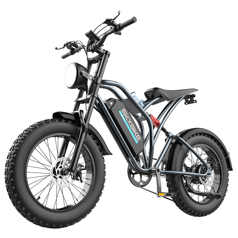 EKXBIKE T1 Electric Bike, 1000W Motor, 48V 20AH Battery, 20*4-inch Fat Tire, 50km/h Max Speed, 100km Range, Disc Brakes, Hydraulic Shock Absorber, Shimano 7-speed