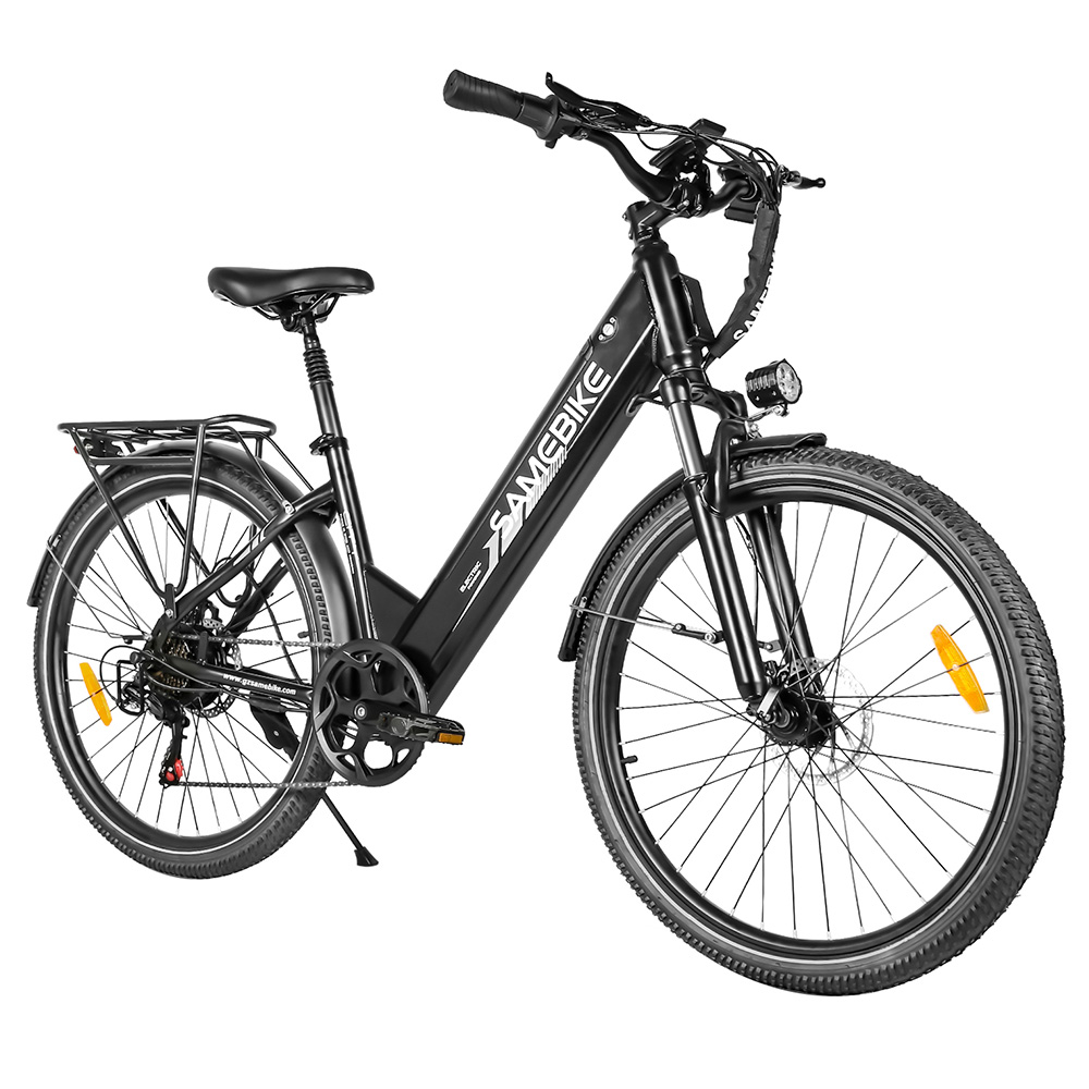 SAMEBIKE RS-A01 Pro-T Electric Bike, 500W Motor, 36V 15Ah Battery, 27.5'*2.1 inch Tire, 32km/h Max Speed, 90km Range, Mechanical Disc Brakes, Adjustable Front Fork, Shimano 7-speed, LCD Display - Black