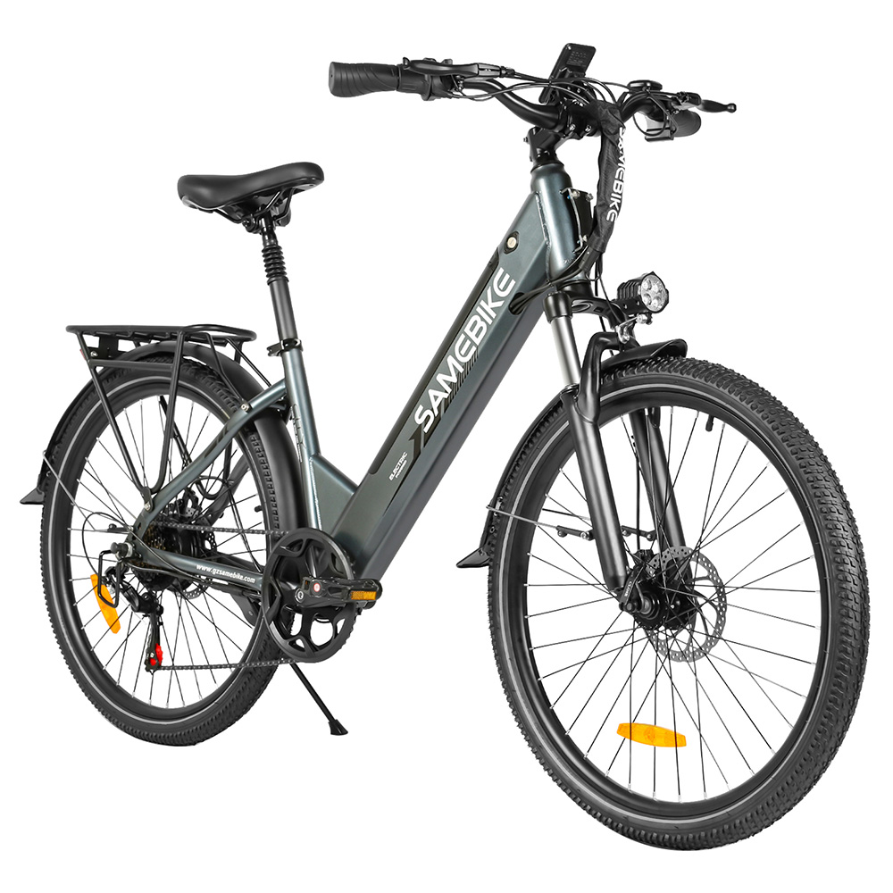 SAMEBIKE RS-A01 Pro-T Electric Bike, 500W Motor, 36V 15Ah Battery, 27.5'*2.1 inch Tire, 32km/h Max Speed, 90km Range, Mechanical Disc Brakes, Adjustable Front Fork, Shimano 7-speed, LCD Display - Grey