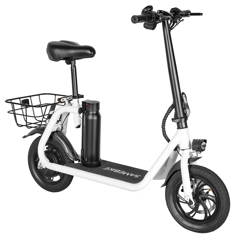 

SAMEBIKE SM-C01 Foldable Electric Scooter with Seat, 350W Motor, 36V 10.4Ah Battery, 12 inch Tire, 32km/h Max Speed, 25km Range, Mechanical Disc Brakes, LCD Display - White