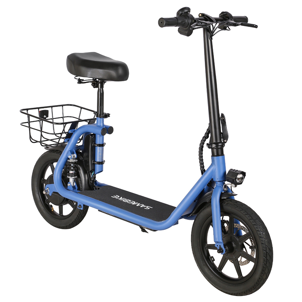 

SAMEBIKE SM-C02 Foldable Electric Scooter with Seat, 500W Motor, 36V 13Ah Battery, 14 inch Tire, 32km/h Max Speed, 25km Range, Mechanical Disc Brakes, LCD Display - Blue