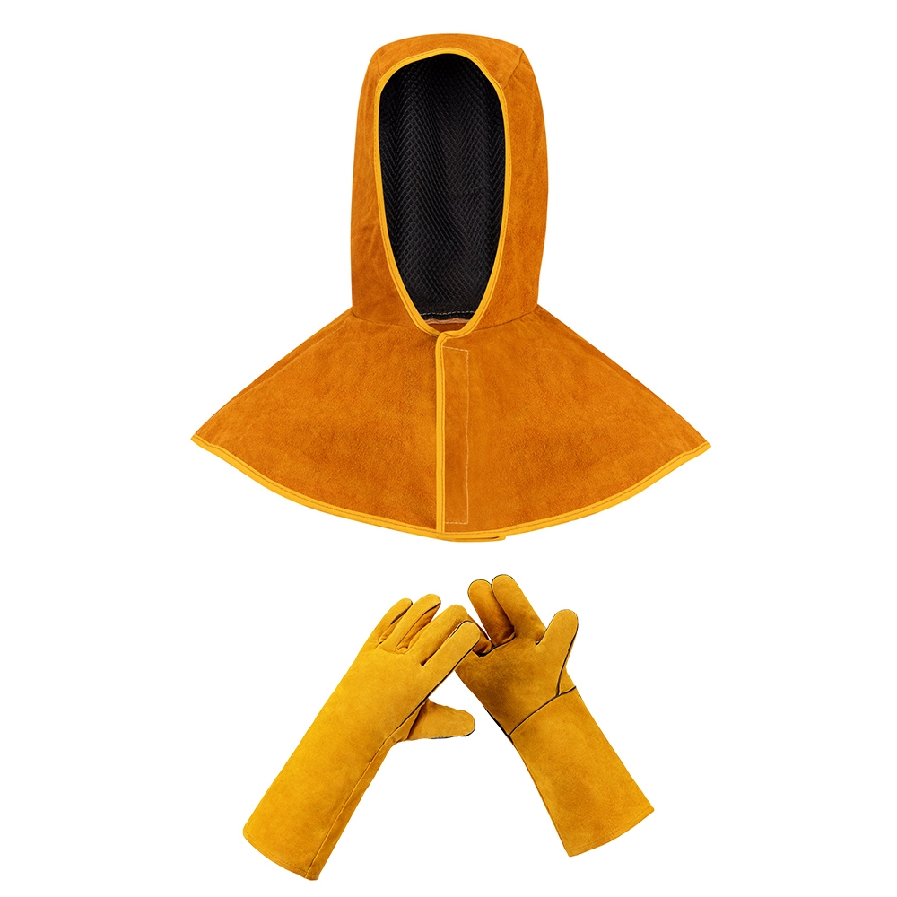 

Mecpow 45cm Leather Welding Hood + 40cm Heat Resistant Welding Gloves, Yellow