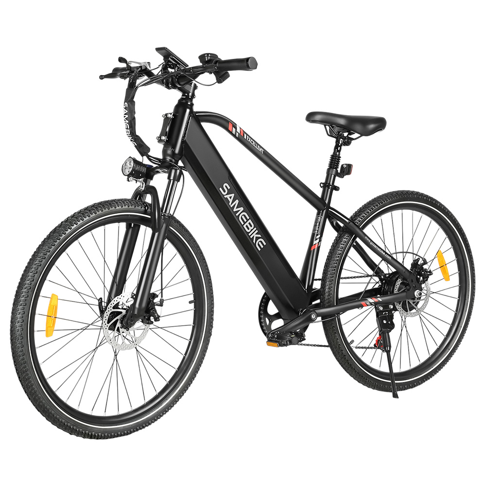 

SAMEBIKE RS-A01 Men Electric Bike, 500W Motor, 36V 15Ah Battery, 26 inch Tire, 35km/h Max Speed, 80km Range, Mechanical Disc Brakes, Dual Suspension System, Shimano 7-speed, LCD Display - Black