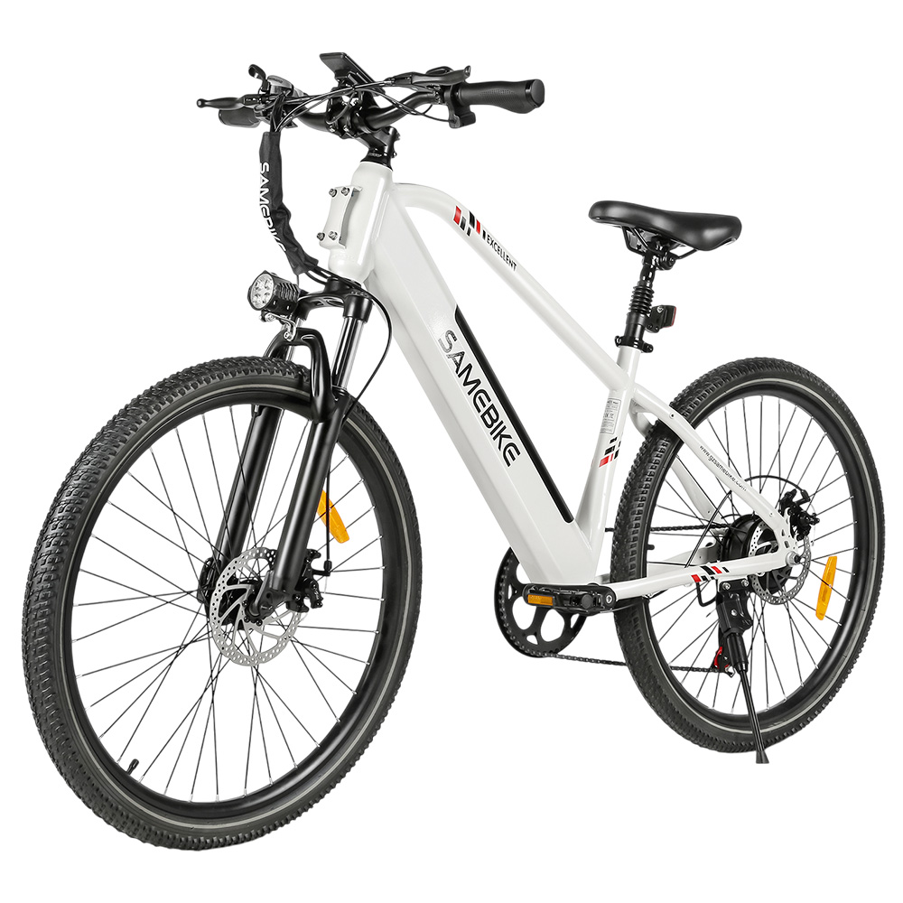 

SAMEBIKE RS-A01 Men Electric Bike, 500W Motor, 36V 15Ah Battery, 26 inch Tire, 35km/h Max Speed, 80km Range, Mechanical Disc Brakes, Dual Suspension System, Shimano 7-speed, LCD Display - White