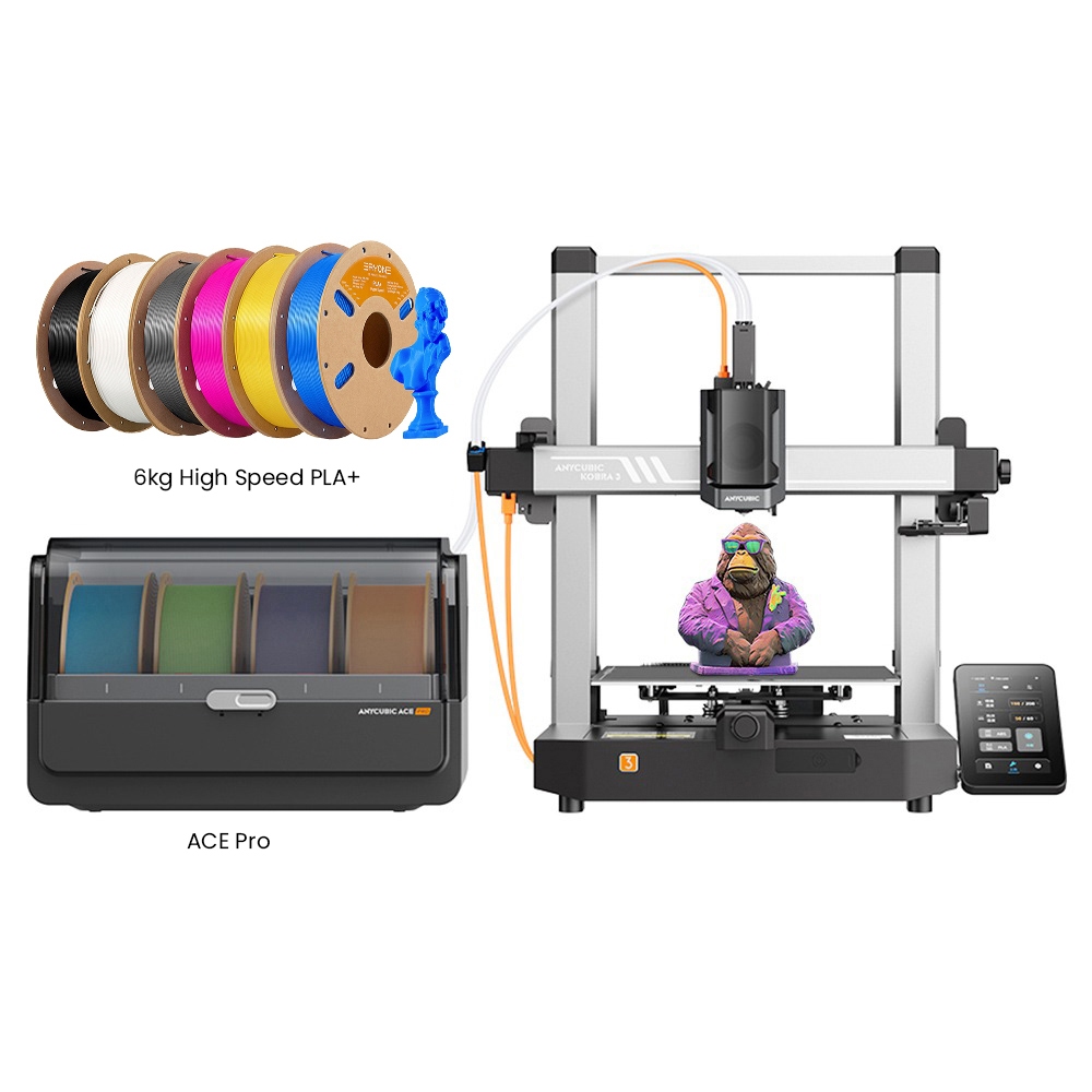 

Anycubic Kobra 3 3D Printer Combo + 6kg ERYONE High Speed PLA+ Filament - 1kg Yellow +1kg Magenta +1kg Blue +1kg Black +1kg Ivory White +1kg Gray