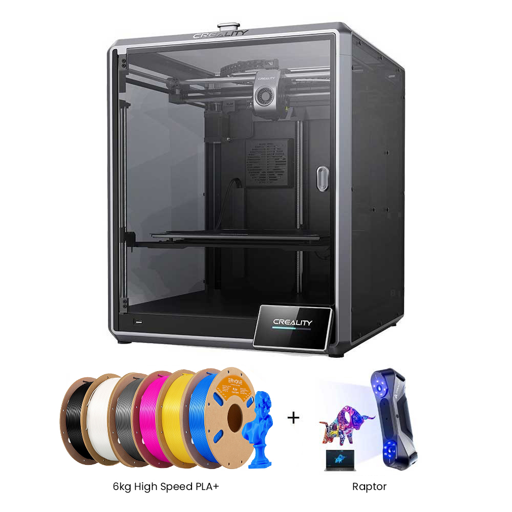 

Creality K1 Max 3D Printer + Raptor 3D Scanner + 6kg ERYONE High Speed PLA+ Filament - Yellow + Magenta + Blue + Black + Ivory White + Gray