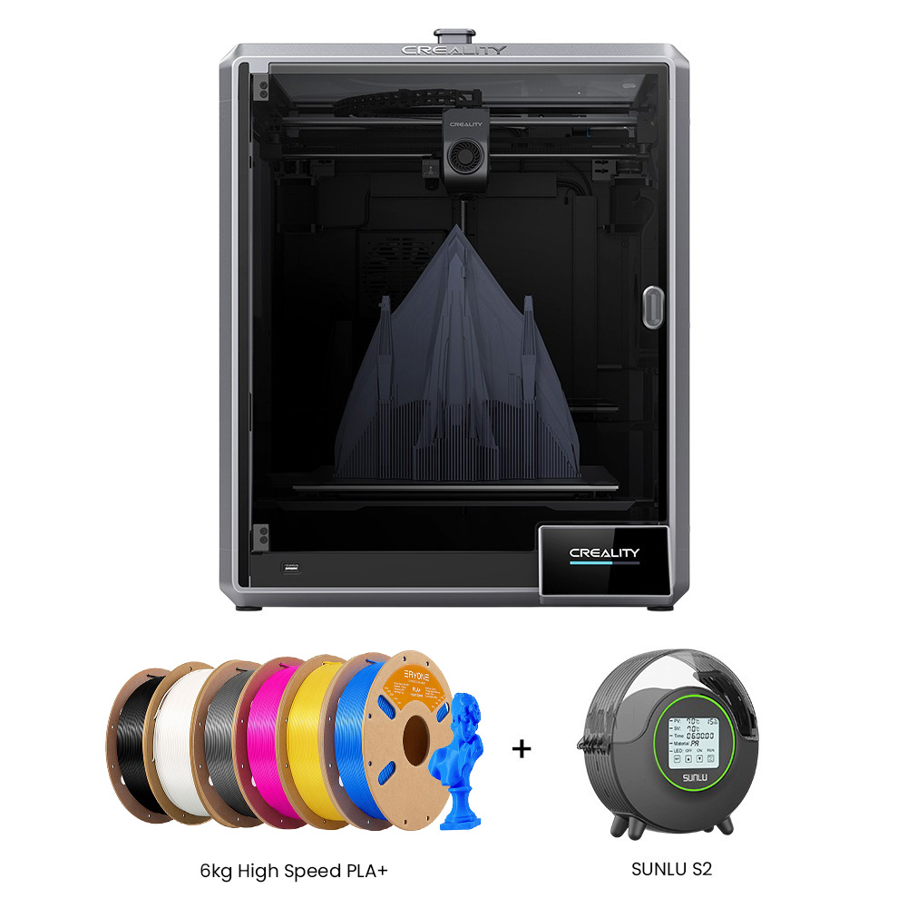 

Creality K1 Max 3D Printer + SUNLU S2 Dryer + 6kg ERYONE High Speed PLA+ Filament - 1kg Yellow +1kg Magenta +1kg Blue +1kg Black +1kg Ivory White +1kg Gray