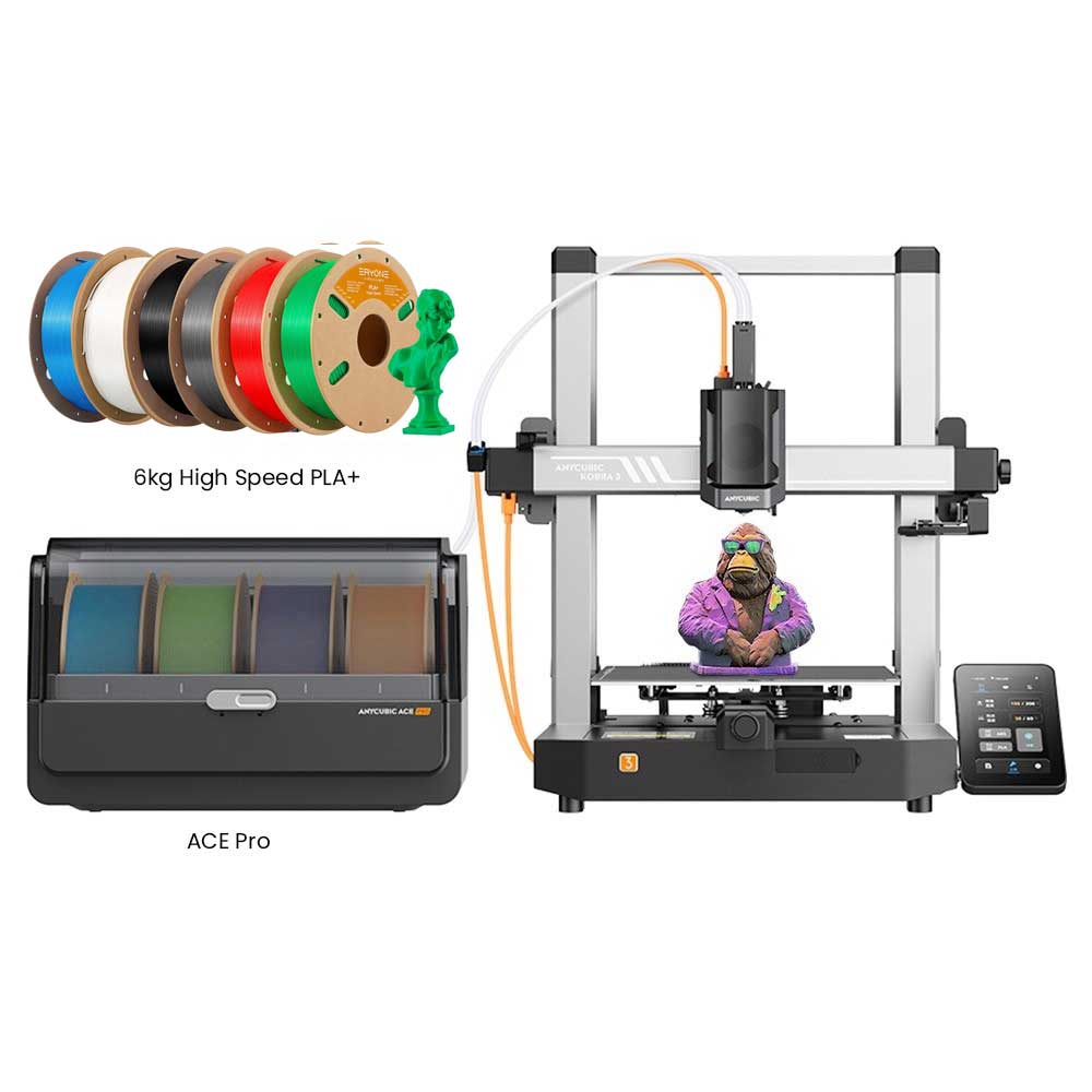 

Anycubic Kobra 3 Combo + 6kg ERYONE High Speed PLA+ Filament (1kg Green+ 1kg Black+ 1kg Red+ 1kg Gray+ 1kg Blue+ 1kg Ivory White)