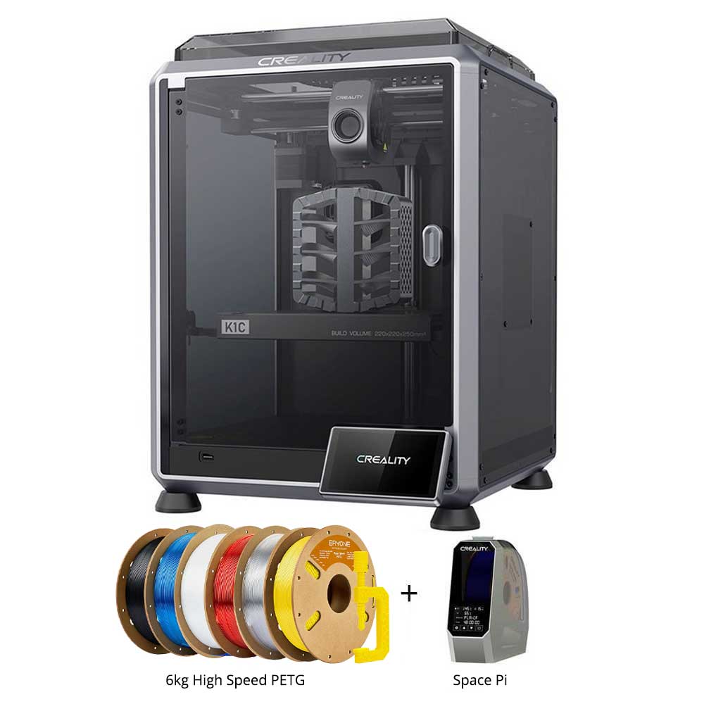 

Creality K1C 3D Printer + Space Pi Dryer + 6kg ERYONE High Speed PETG Filament (1kg Transparent Blue + 1kg Transparent Red + 1kg Transparent + 1kg Yellow + 1kg White + 1kg Black)