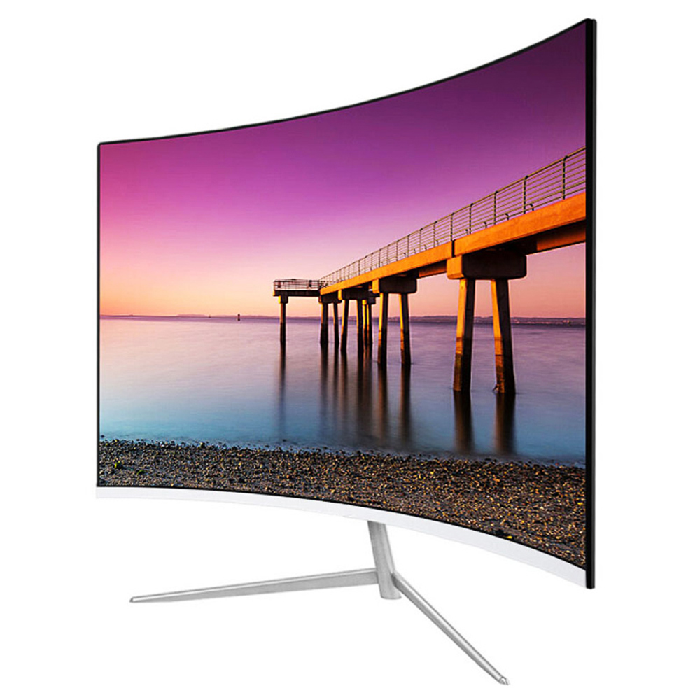 FYHXele FY24FMC-W Gaming Monitor, 24inch 1080P FHD 16:9 VA Screen, 75Hz Refresh Rate, 2800R MVA Panel, 2ms Response Time, 99% sRGB, Adjustable Tilt, White