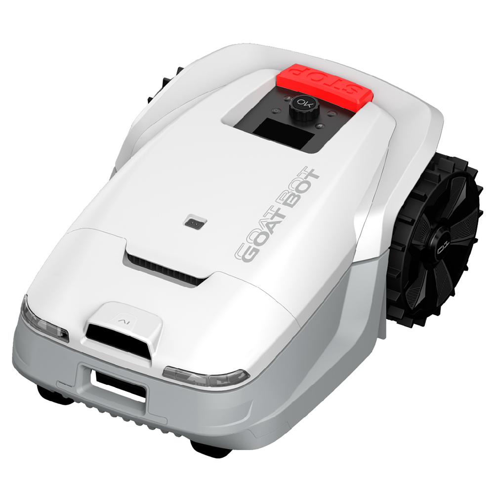 Goat Bot Unicut H1 Robotic Lawn Mower Wire Free up to 1500m² Large Area, No Boundary wire, RTK+VSLAM for Precise Mapping, AI Obstacle Avoidance, AI Automatic Mapping, APP Control, Multi-Zone Management, IPX6 Waterproof - White