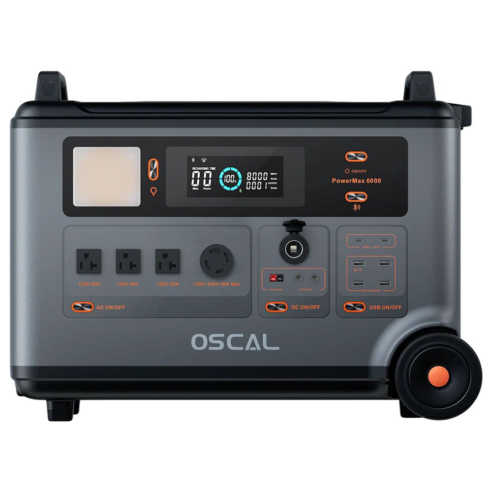 

Blackview Oscal PowerMax 6000 6000W Rugged Power Station, 3600Wh to 57600Wh LiFePO4 Battery, 14 Outlets, 120V/240V Dual Voltage Output, 3500+ Life Circle, Smart APP Control, 5 LED Light Modes, Morse Code Signal