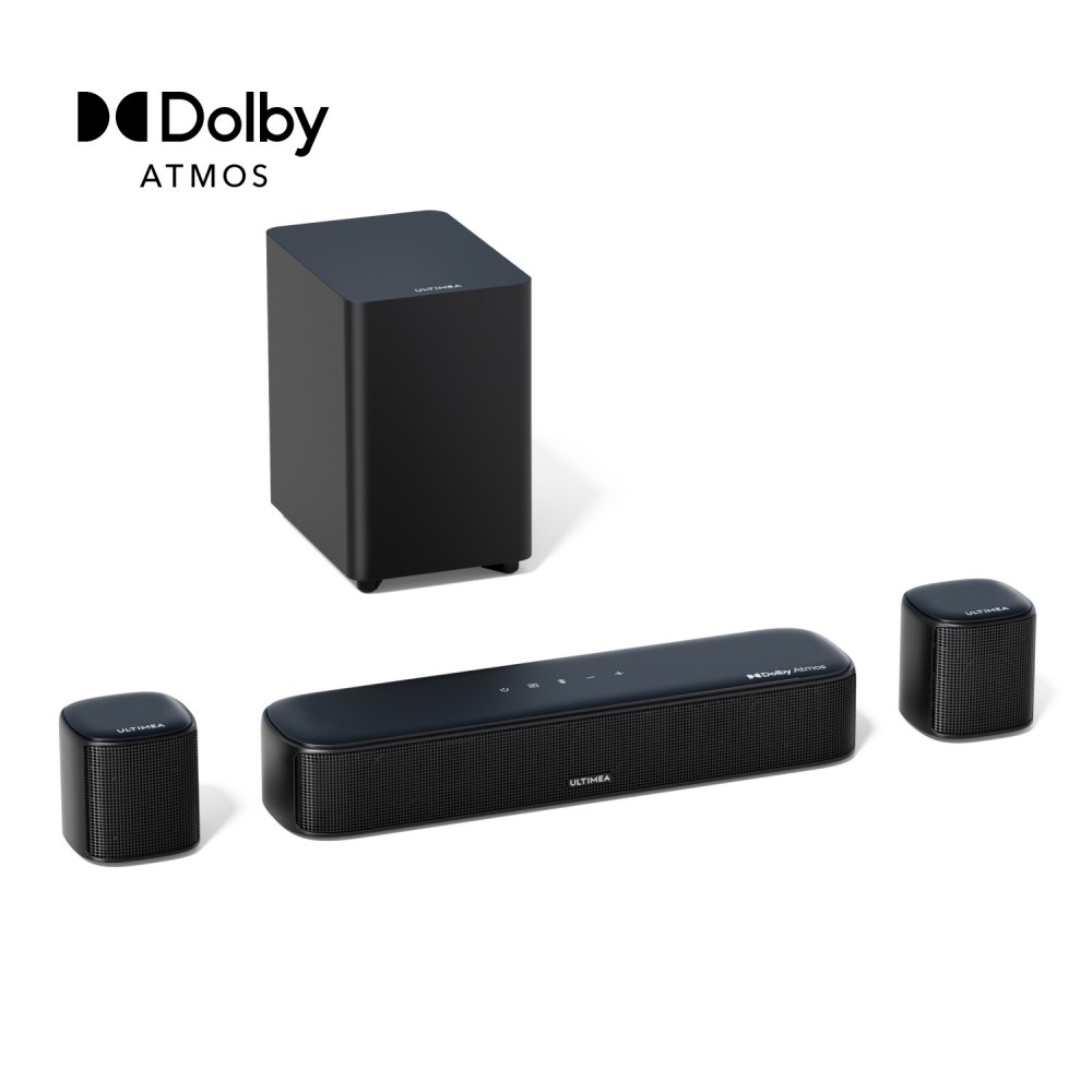 

Ultimea Aura A50 Pro 5.1 Soundbar, Dolby Atmos, Surround Sound System for TV, App Control, 2 Surround Speakers, HDMI eARC/OPT/AUX/BT, Black