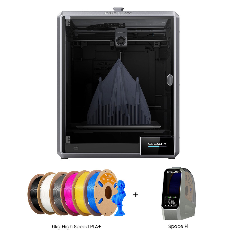 

Creality K1 Max 3D Printer + Space Pi Dryer + 6kg ERYONE High Speed PLA+ Filament - 1kg Yellow +1kg Magenta +1kg Blue +1kg Black +1kg Ivory White +1kg Gray