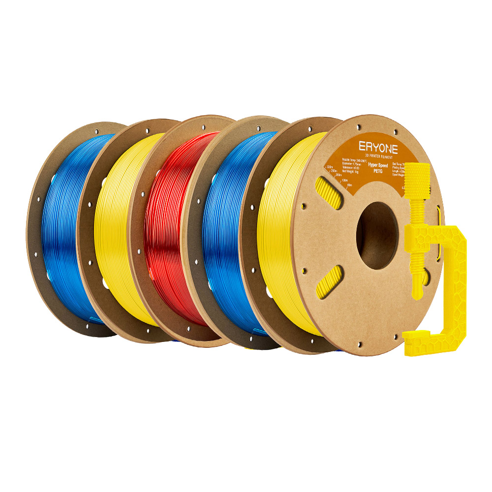 

5kg ERYONE High Speed PETG Filament - 2kg Transparent Blue + 2kg Yellow + 1kg Transparent Red