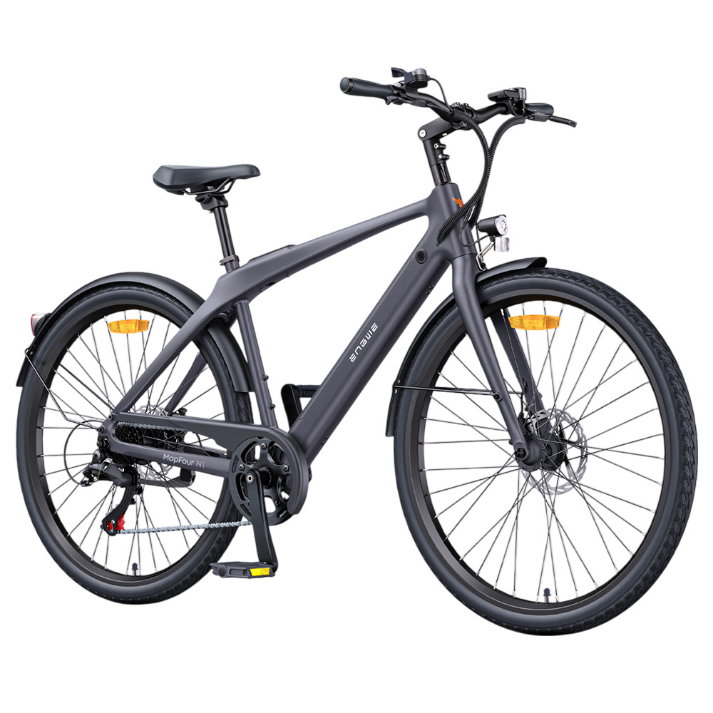 ENGWE MapFour N1 Air Electric Bike, 250W Motor, 36V 10Ah Battery, 700*38C Spoke Tires, 25km/h Max Speed, 100km Range, Front & Rear Mechanical Disc Brake, Shimano 7-speed, Torque Sensor, LCD Color Display - Black