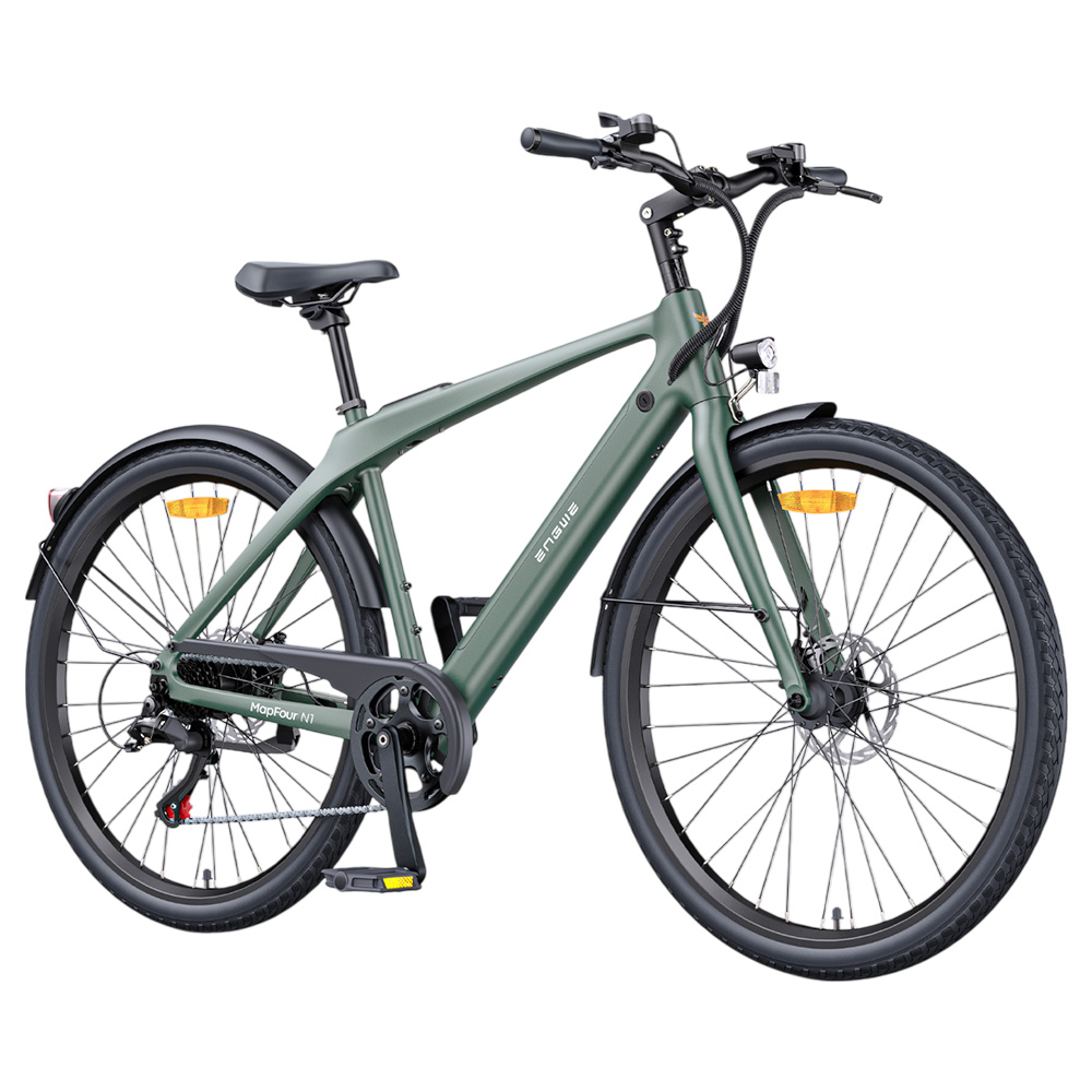 

ENGWE MapFour N1 Air Electric Bike, 250W Motor, 36V 10Ah Battery, 700*38C Spoke Tires, 25km/h Max Speed, 100km Range, Front & Rear Mechanical Disc Brake, Shimano 7-speed, Torque Sensor, LCD Color Display - Green