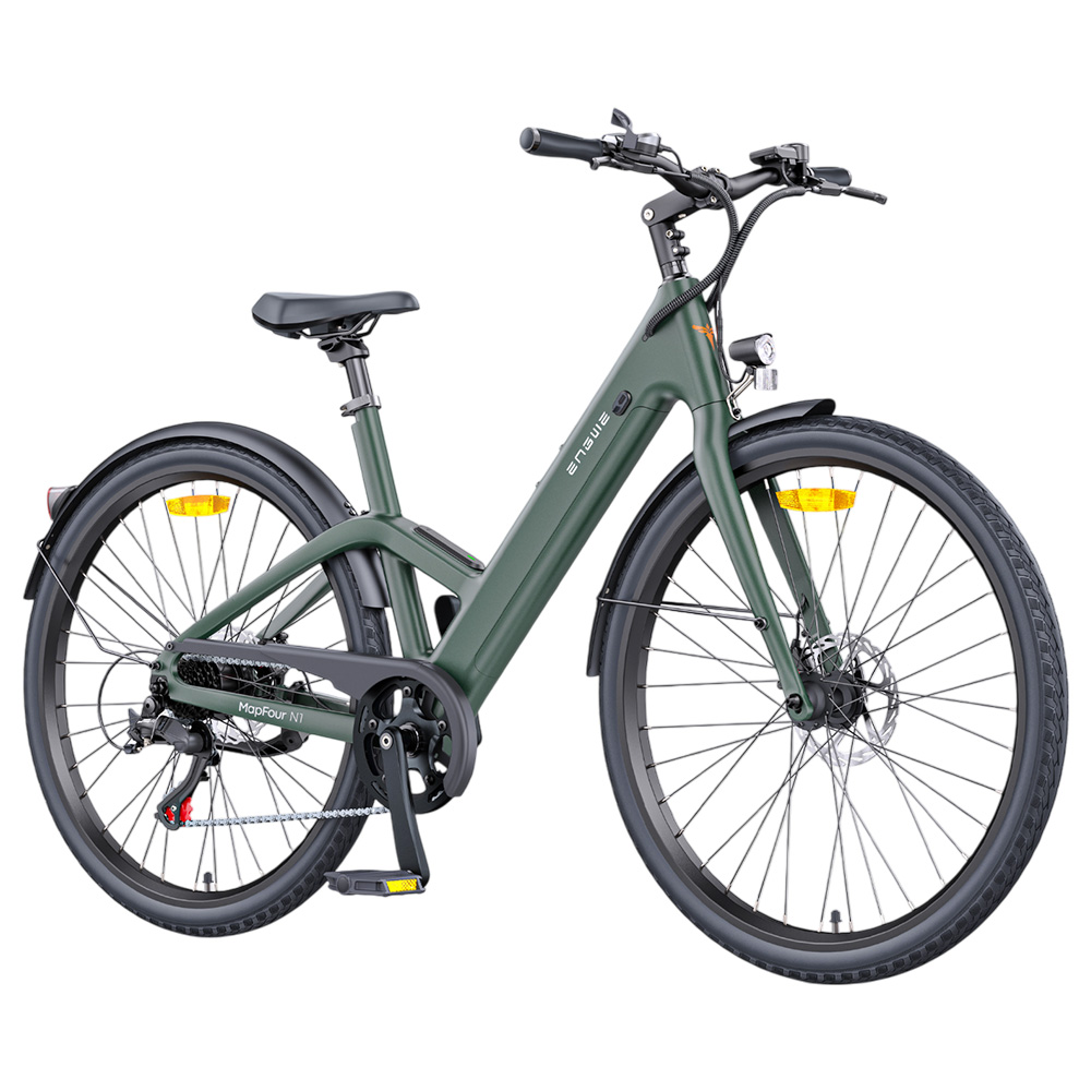 ENGWE MapFour N1 Air ST Electric Bike, 250W Motor, 36V 10Ah Battery, 700*38C Spoke Tires, 25km/h Max Speed, 100km Range, Front & Rear Mechanical Disc Brake, Shimano 7-speed, Torque Sensor, LCD Color Display - Green