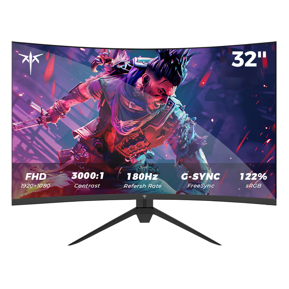 KTC H32S17C 1500R Curved Gaming Monitor, 32 inch 1920*1080 VA Panel, 180Hz Refresh Rate, 3000:1 Contrast Ratio, FreeSync & G-Sync, Low Blue Light & Flicker Free, 2*HDMI 2.0, 1*DP1.4, 1*Earphone Jack, VESA Mount