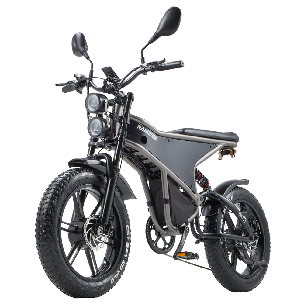 RANDRIDE DM711 Electric Bike, 1000W*2 Motor, 48V 20Ah Battery, 20*4.0 inch Fat Tires, 45km/h Max Speed, 60km Range, Shimano Mechanical Brake, Dual Shock Suspension, LCD Display, 7 Speed