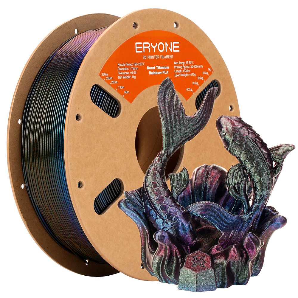 ERYONE Burnt Titanium Rainbow PLA Filament 1kg, Galactic (Green & Blue & Rose Red)