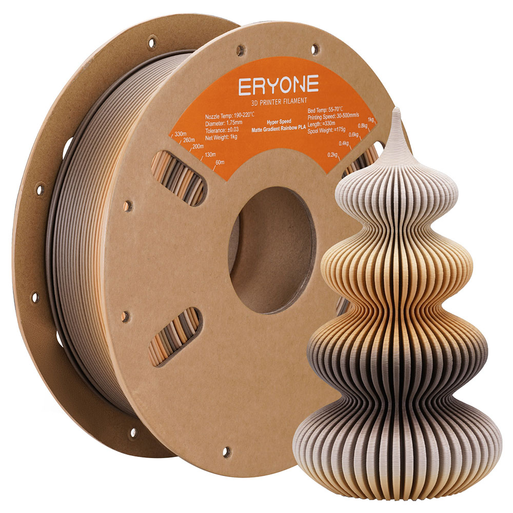 ERYONE High Speed Matte Gradient PLA Filament 1kg, Dark Brown & Yellow & Light Brown