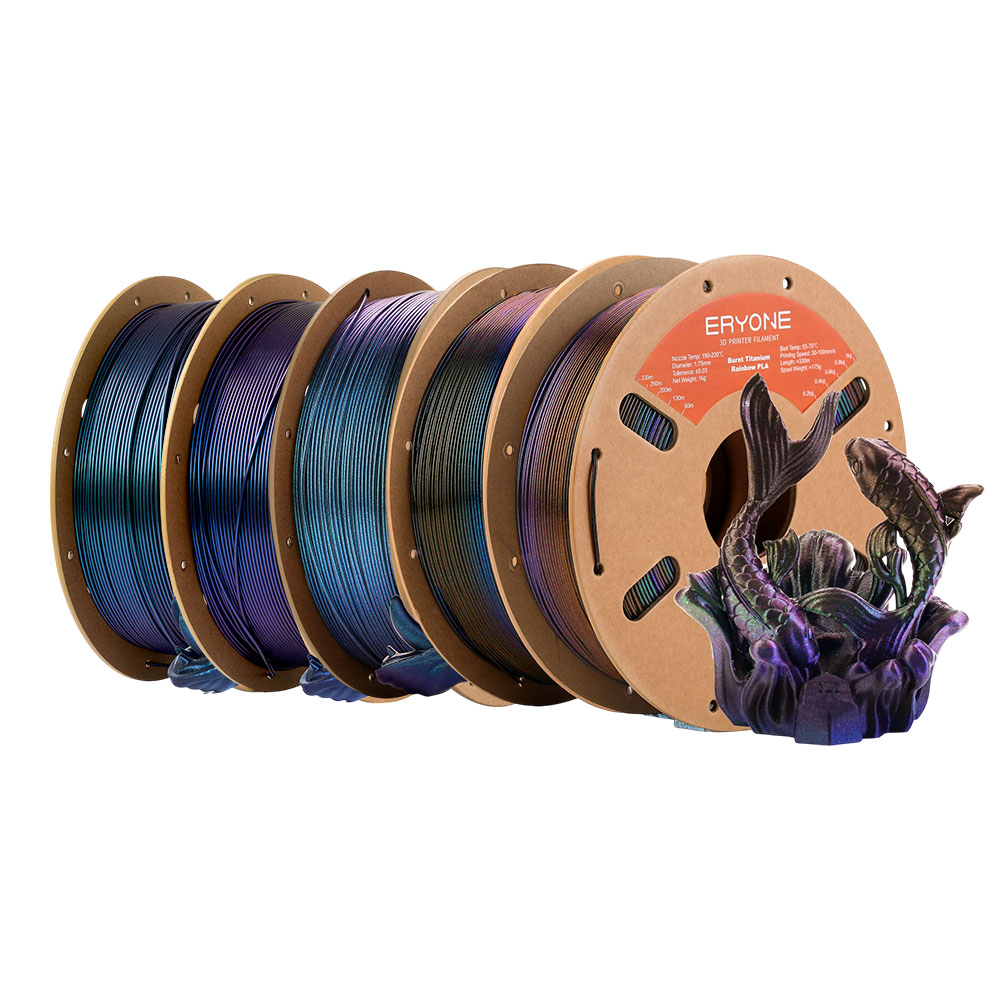 5kg ERYONE Burnt Titanium PLA Filament - 1kg Galactic + 1kg Nebula + 1kg Cyber Black + 1kg Blue + 1kg Blue-purple