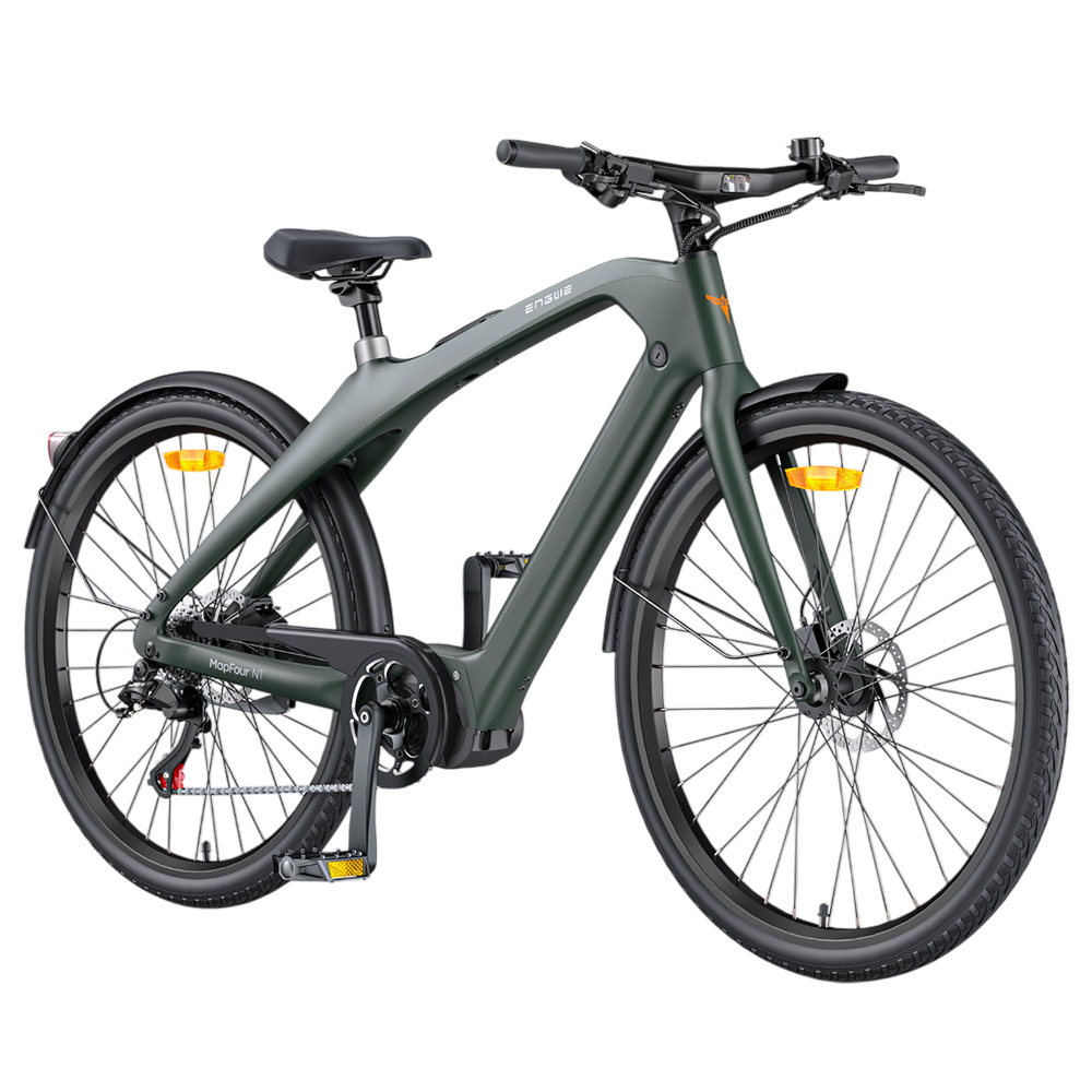 ENGWE MapFour N1 Pro Electric Bike, 250W Motor, 36V 10Ah Battery, 700*42C Spoke Tires, 25km/h Max Speed, 100km Range, Front & Rear Hydraulic Disc Brakes, Shimano 7-speed, Torque Sensor, LED Color Display - Green