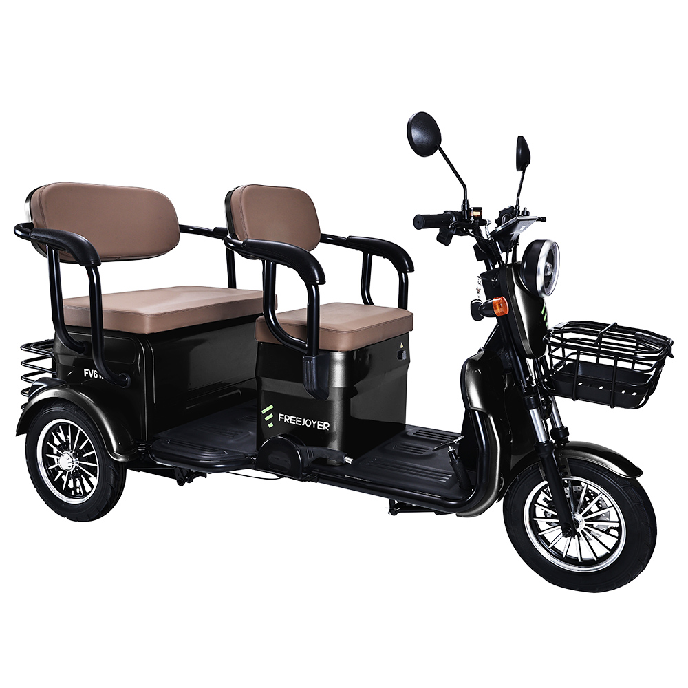 Freejoyer FV6 Max Electric Tricycle, 1800W Motor, 72V 20Ah Battery, 10*3 inch Tire, 25km/h Max Speed, 60km Range, Front Disc Brake & Rear Drum Brake, Hydraulic Front Fork - Black