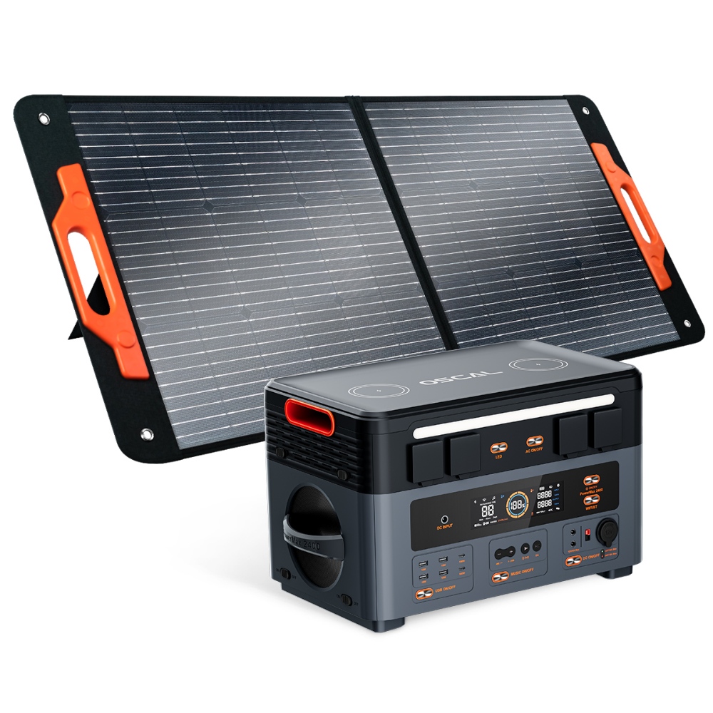 Blackview OSCAL PowerMax 2400 2400W 1872Wh Portable Power Station + 1x PM100 100W Foldable Solar Panel